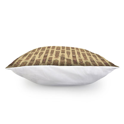 Wooden Tiki Pattern Print Pillow Cover