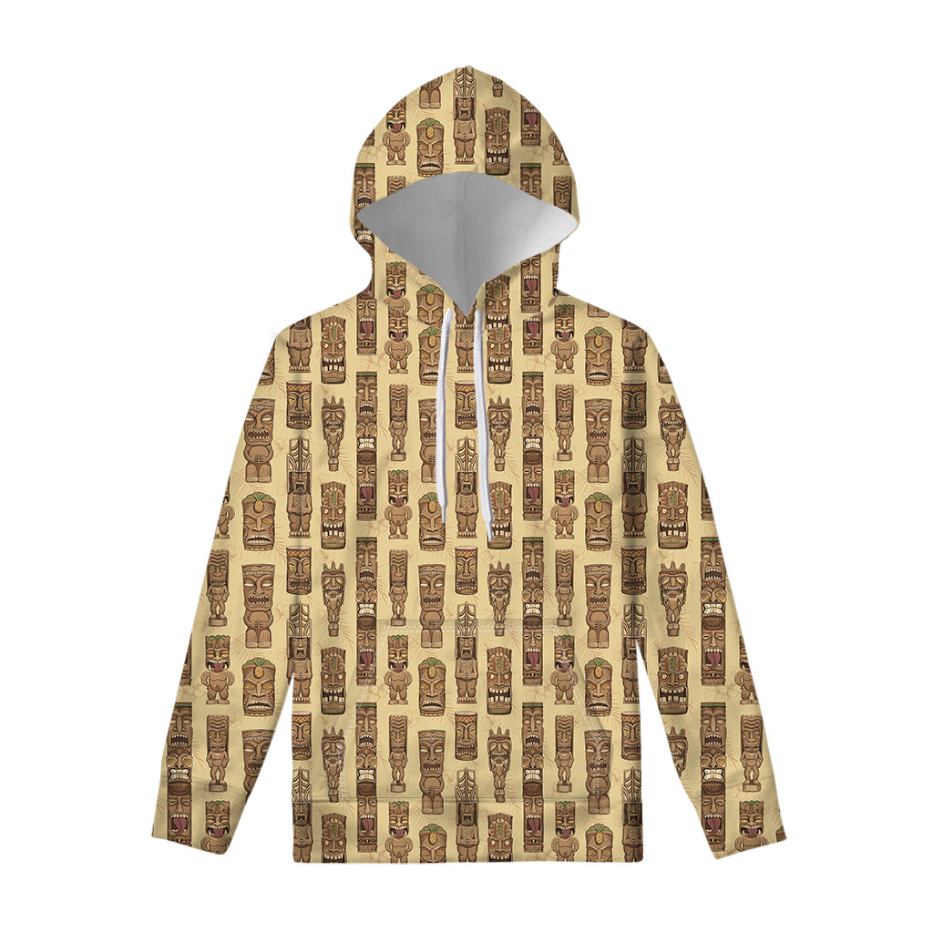 Wooden Tiki Pattern Print Pullover Hoodie