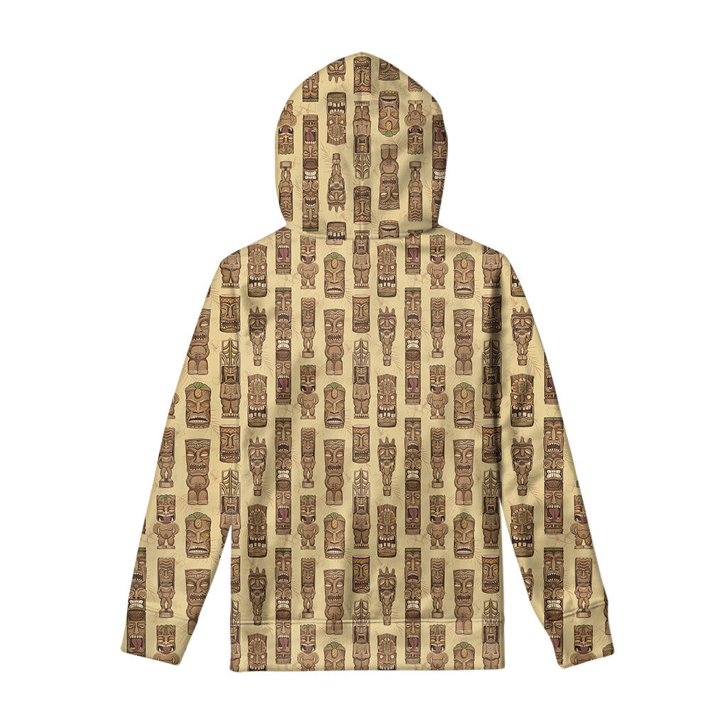 Wooden Tiki Pattern Print Pullover Hoodie