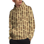 Wooden Tiki Pattern Print Pullover Hoodie