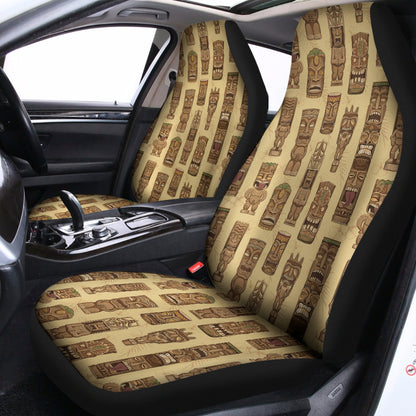Wooden Tiki Pattern Print Universal Fit Car Seat Covers