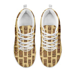 Wooden Tiki Pattern Print White Sneakers