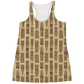 Wooden Tiki Pattern Print Women's Racerback Tank Top
