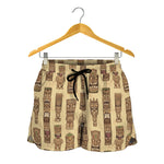 Wooden Tiki Pattern Print Women's Shorts