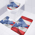 Wrinkled Puerto Rican Flag Print 3 Piece Bath Mat Set