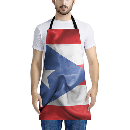 Wrinkled Puerto Rican Flag Print Apron