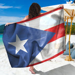 Wrinkled Puerto Rican Flag Print Beach Sarong Wrap