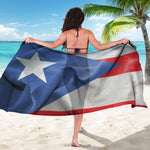 Wrinkled Puerto Rican Flag Print Beach Sarong Wrap