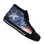 Wrinkled Puerto Rican Flag Print Black High Top Shoes