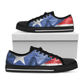 Wrinkled Puerto Rican Flag Print Black Low Top Sneakers