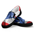 Wrinkled Puerto Rican Flag Print Black Slip On Sneakers