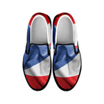 Wrinkled Puerto Rican Flag Print Black Slip On Shoes