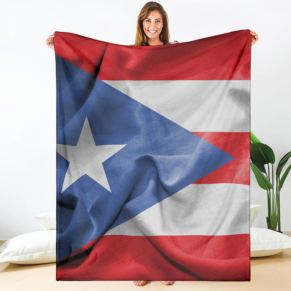 Wrinkled Puerto Rican Flag Print Blanket