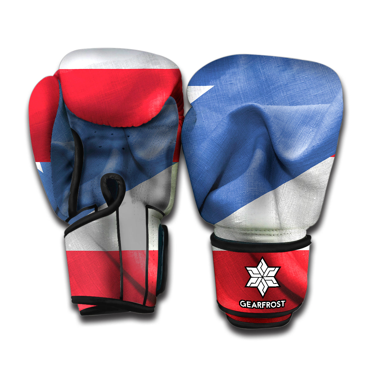 Wrinkled Puerto Rican Flag Print Boxing Gloves