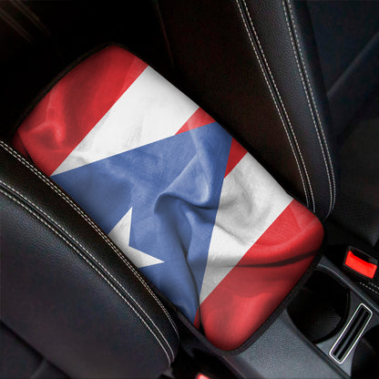 Wrinkled Puerto Rican Flag Print Car Center Console Cover
