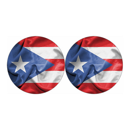 Wrinkled Puerto Rican Flag Print Car Coasters