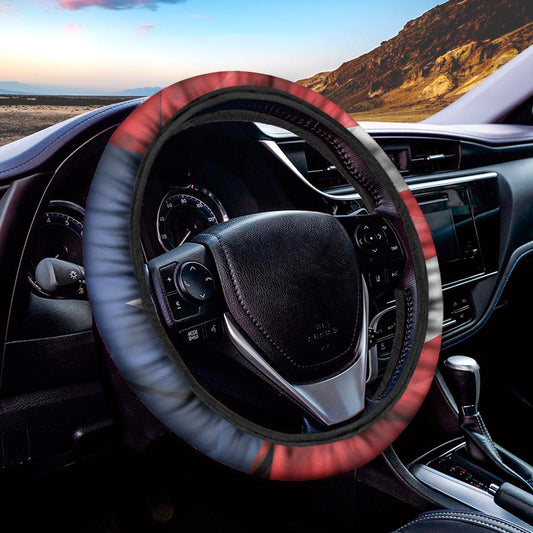 Wrinkled Puerto Rican Flag Print Car Steering Wheel Cover