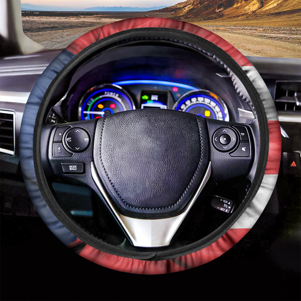 Wrinkled Puerto Rican Flag Print Car Steering Wheel Cover
