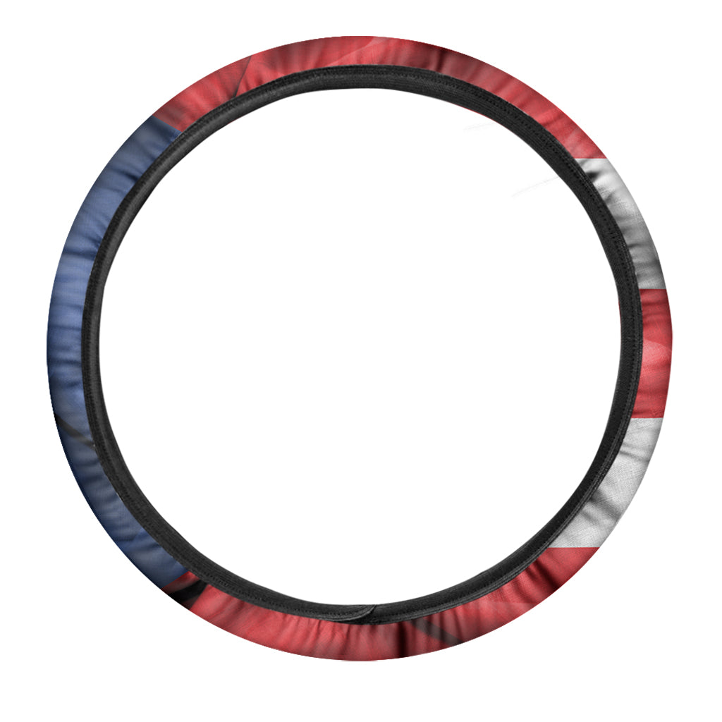 Wrinkled Puerto Rican Flag Print Car Steering Wheel Cover