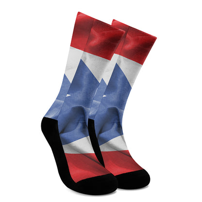 Wrinkled Puerto Rican Flag Print Crew Socks