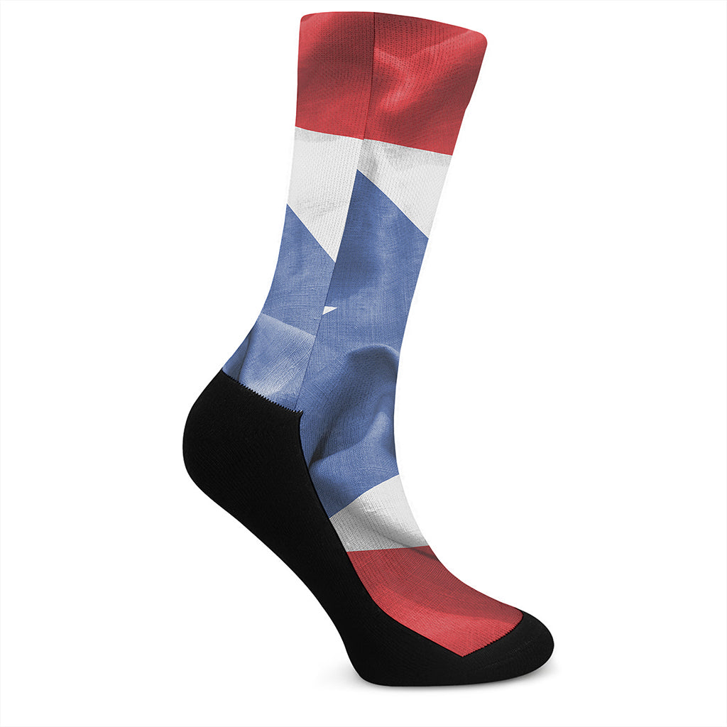 Wrinkled Puerto Rican Flag Print Crew Socks