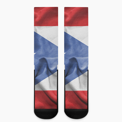 Wrinkled Puerto Rican Flag Print Crew Socks