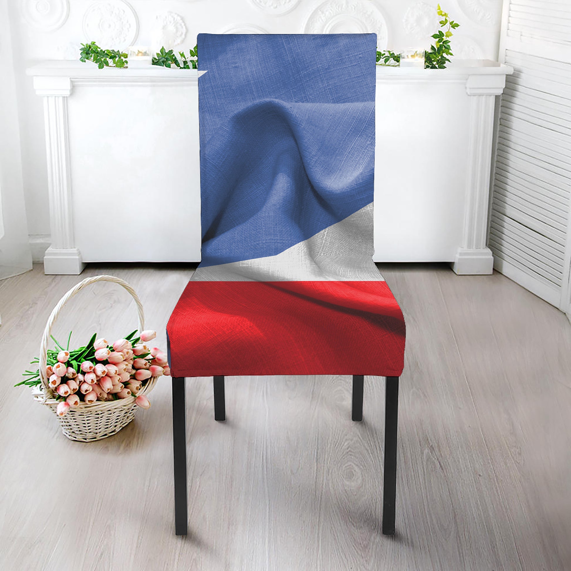 Wrinkled Puerto Rican Flag Print Dining Chair Slipcover