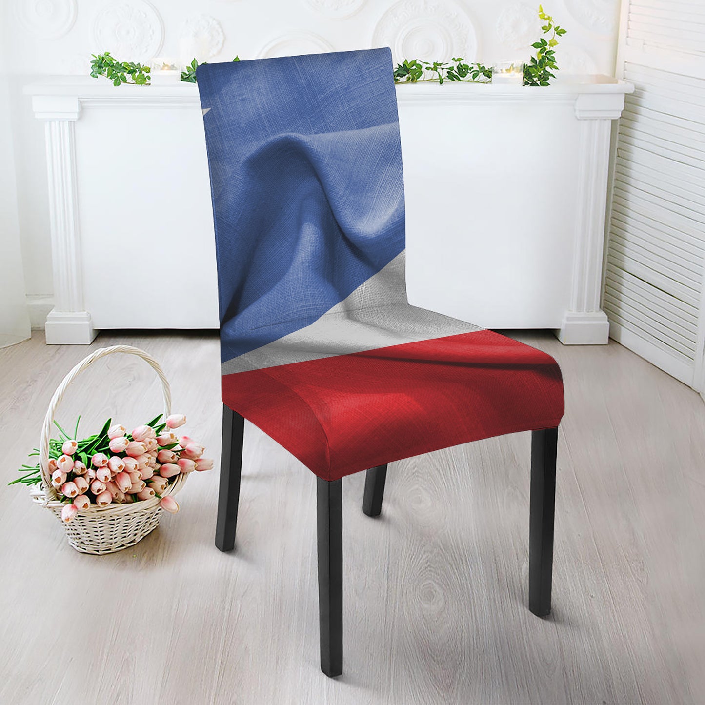 Wrinkled Puerto Rican Flag Print Dining Chair Slipcover