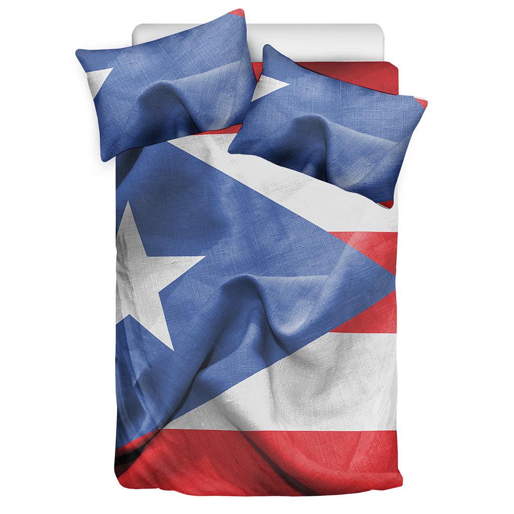 Wrinkled Puerto Rican Flag Print Duvet Cover Bedding Set