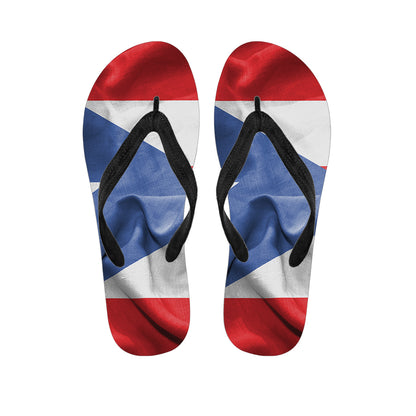 Wrinkled Puerto Rican Flag Print Flip Flops