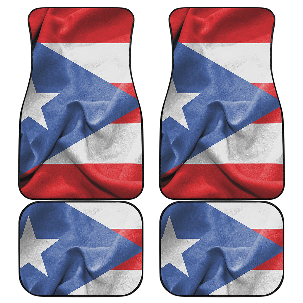 Wrinkled Puerto Rican Flag Print Front and Back Car Floor Mats
