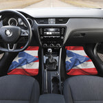 Wrinkled Puerto Rican Flag Print Front and Back Car Floor Mats