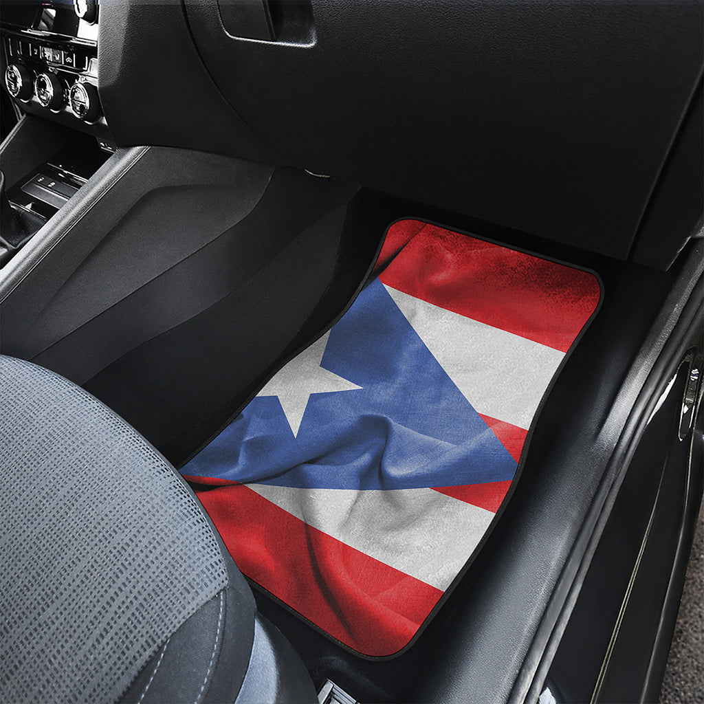 Wrinkled Puerto Rican Flag Print Front and Back Car Floor Mats