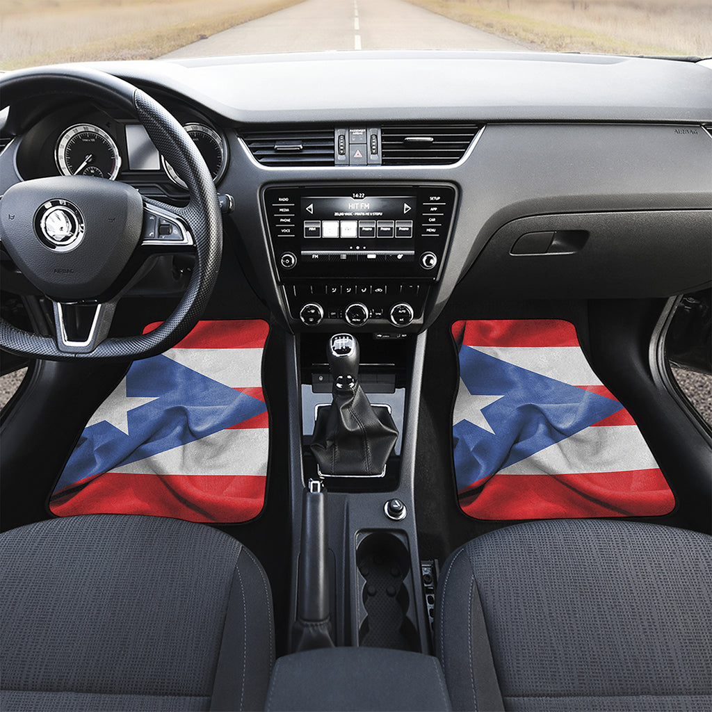 Wrinkled Puerto Rican Flag Print Front Car Floor Mats