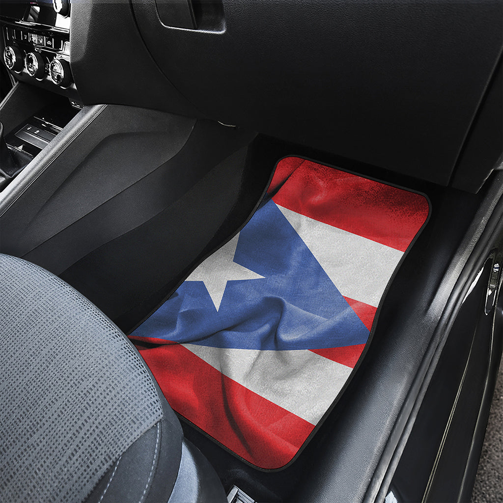 Wrinkled Puerto Rican Flag Print Front Car Floor Mats