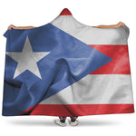 Wrinkled Puerto Rican Flag Print Hooded Blanket