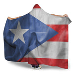 Wrinkled Puerto Rican Flag Print Hooded Blanket
