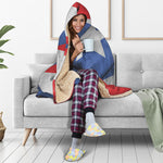 Wrinkled Puerto Rican Flag Print Hooded Blanket