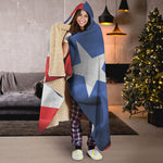 Wrinkled Puerto Rican Flag Print Hooded Blanket