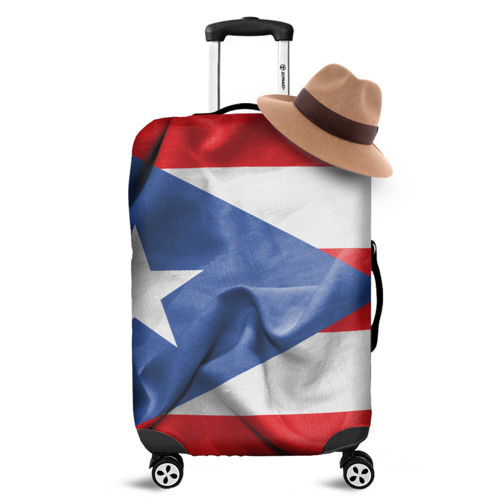 Wrinkled Puerto Rican Flag Print Luggage Cover