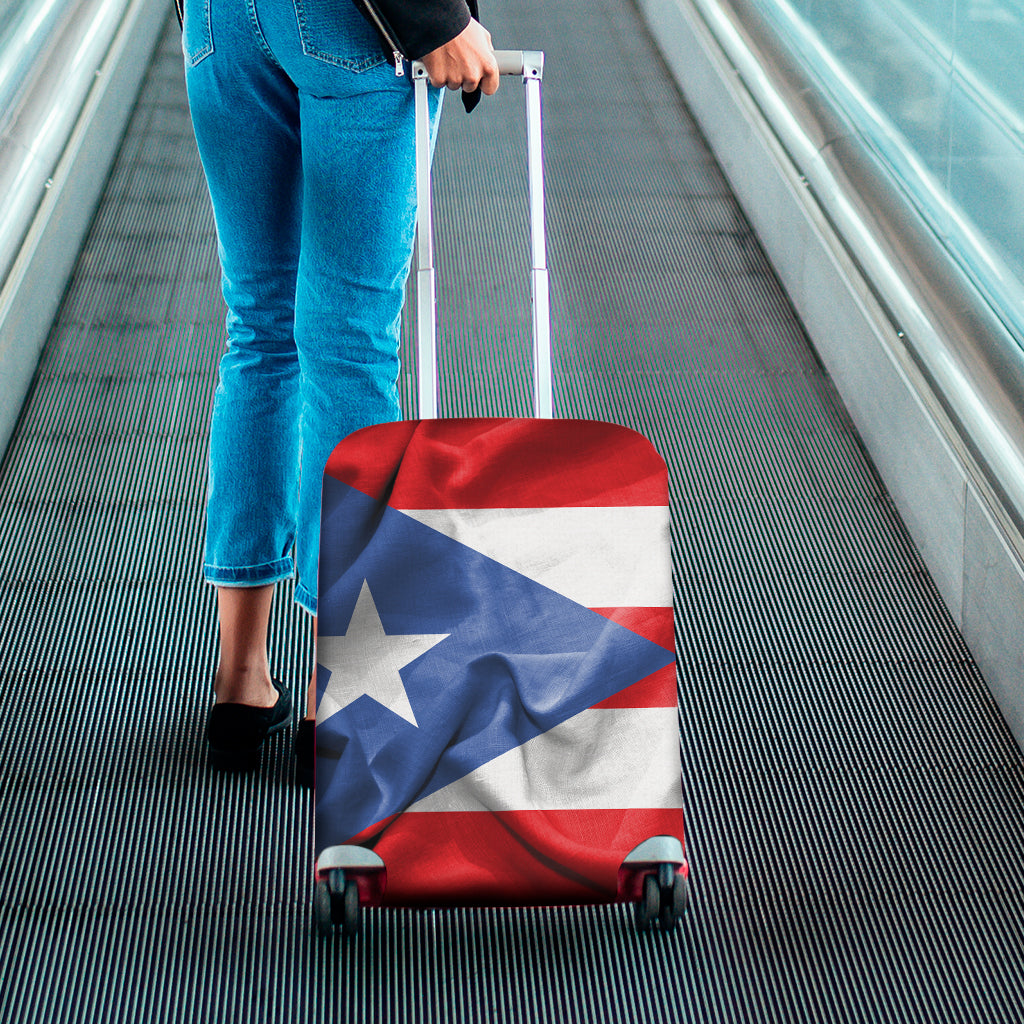 Wrinkled Puerto Rican Flag Print Luggage Cover