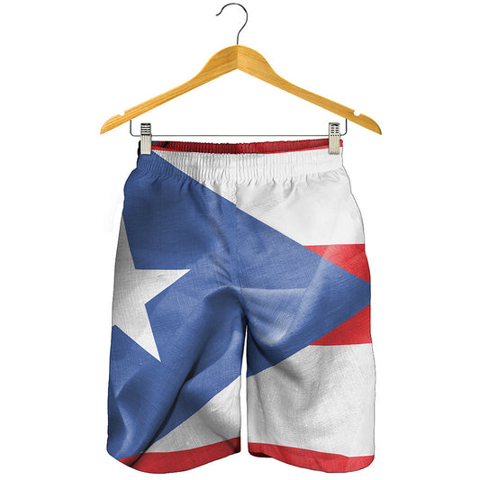 Wrinkled Puerto Rican Flag Print Men's Shorts
