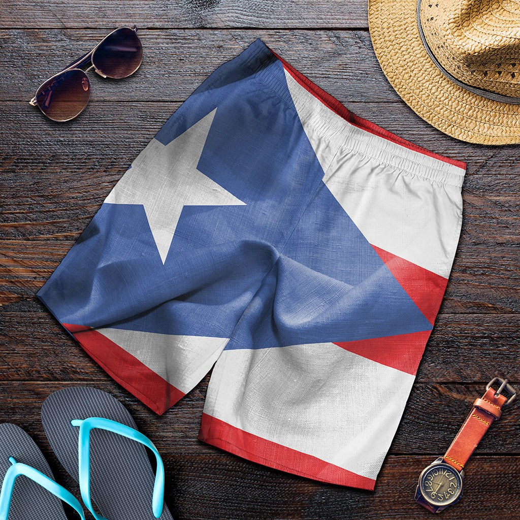 Wrinkled Puerto Rican Flag Print Men's Shorts