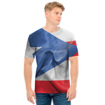 Wrinkled Puerto Rican Flag Print Men's T-Shirt
