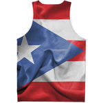 Wrinkled Puerto Rican Flag Print Men's Tank Top