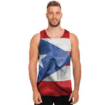 Wrinkled Puerto Rican Flag Print Men's Tank Top