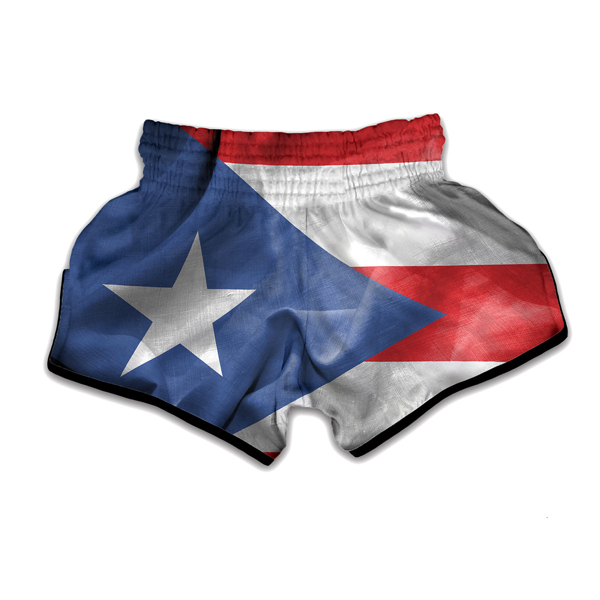 Wrinkled Puerto Rican Flag Print Muay Thai Boxing Shorts