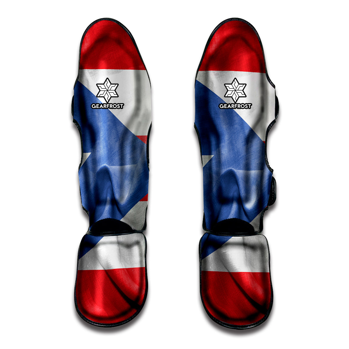Wrinkled Puerto Rican Flag Print Muay Thai Shin Guard