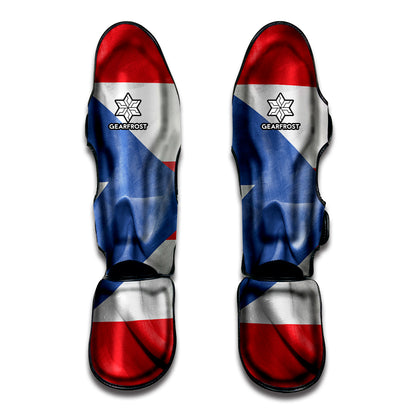 Wrinkled Puerto Rican Flag Print Muay Thai Shin Guard