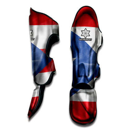 Wrinkled Puerto Rican Flag Print Muay Thai Shin Guard